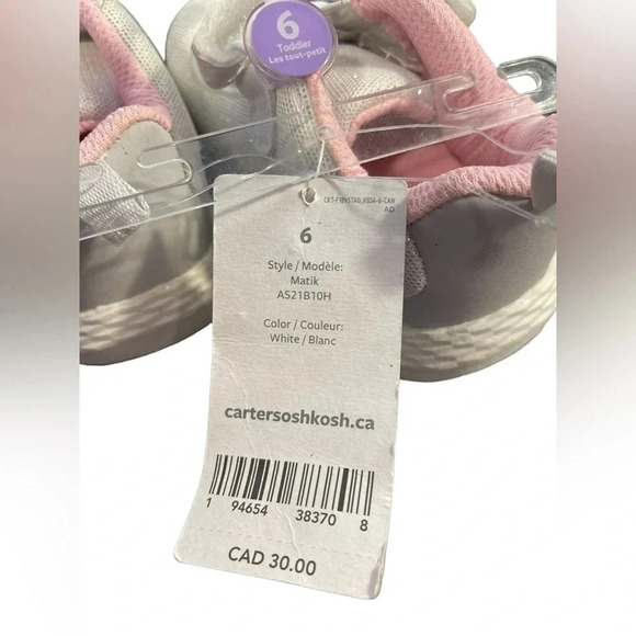 Carter’s Matik White Velcro Shoes  Size 6 - Picture 6 of 6